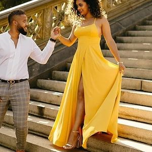 Lulus Dreamy Romance Mustard Yellow Backless Maxi Dress